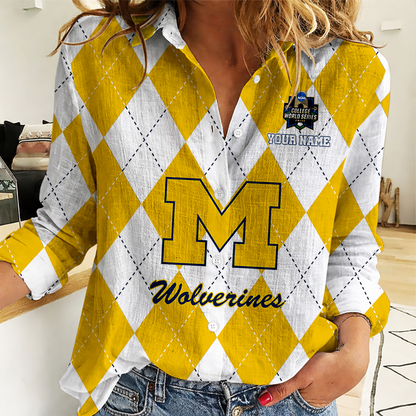 [LIMITED EDITION] NEW CUSTOMIZED | NCAA CWS01 MIW MI WOLVERINES WOMEN CASUAL SHIRT FOR FAN