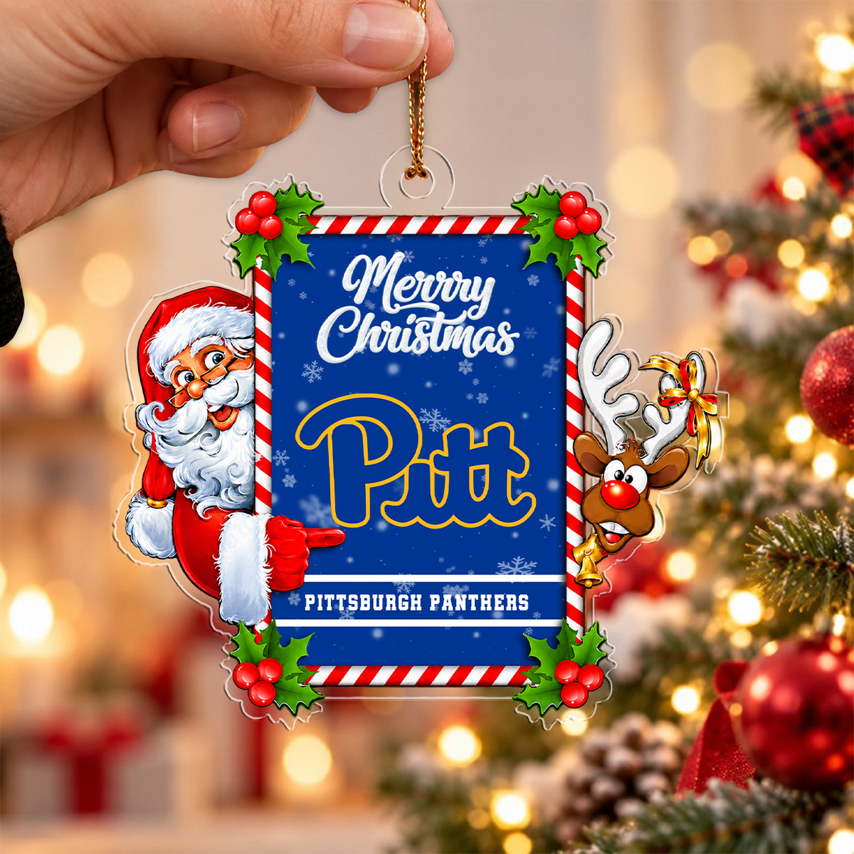 [ACTIVE OFFER] NEW CUSTOMIZED NCAA FBS02 PIP PITTSBURGH PANTHERS CHRISTMAS ACRYLIC ORNAMENT