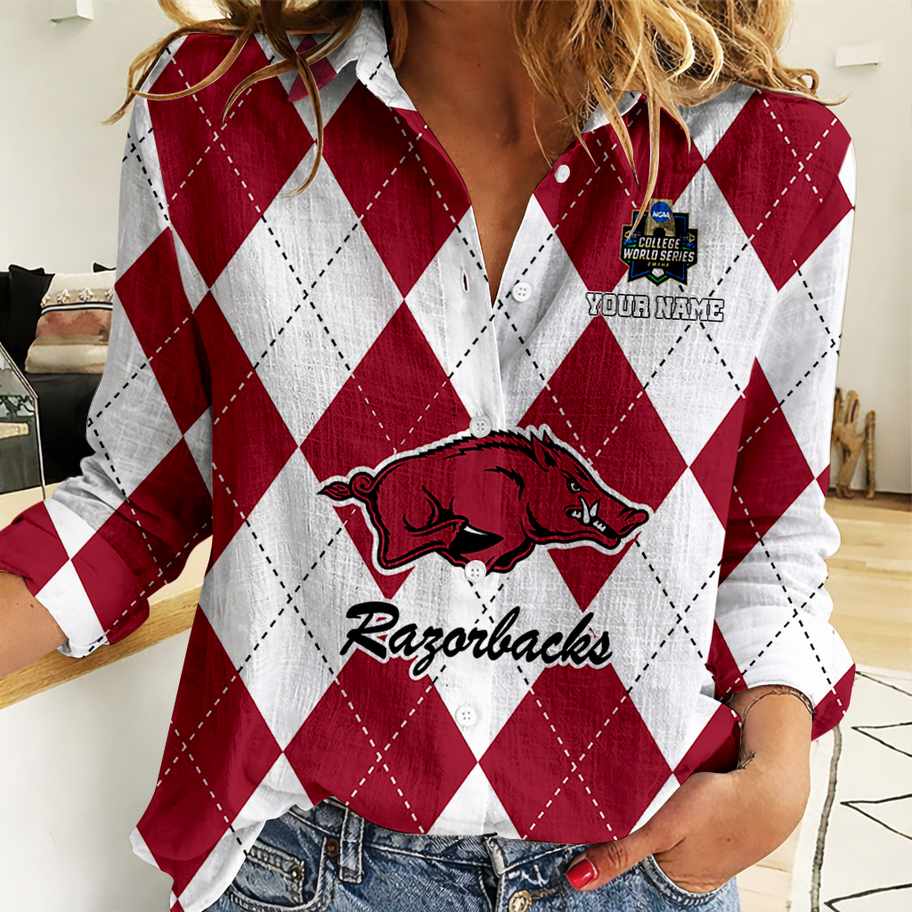 [LIMITED EDITION] NEW CUSTOMIZED | NCAA CWS03 AKR AK RAZORBACKS WOMEN CASUAL SHIRT FOR FAN