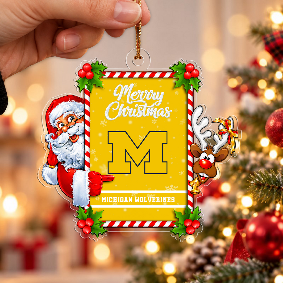 [ACTIVE OFFER] NEW CUSTOMIZED NCAA FBS03 MIW MICHIGAN WOLVERINES CHRISTMAS ACRYLIC ORNAMENT