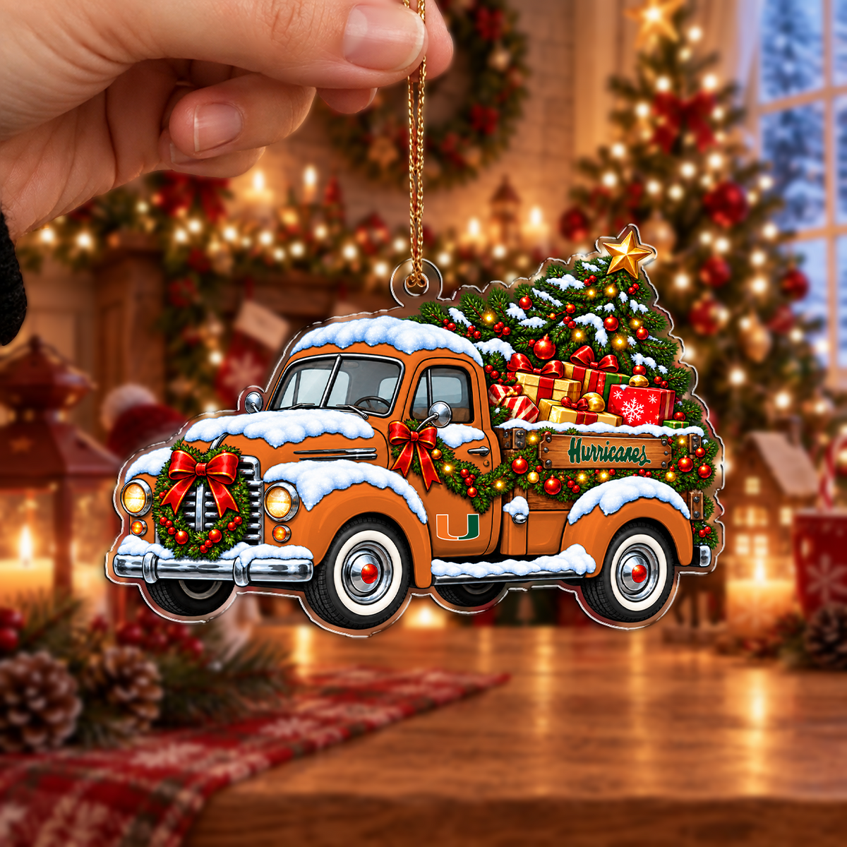 [HOT DEAL] NEW CUSTOMIZED NCAA CWS04 MIH MIAMI HURRICANES CHRISTMAS ACRYLIC ORNAMENT