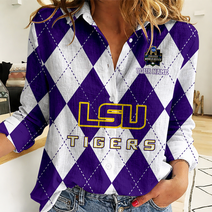 [LIMITED EDITION] NEW CUSTOMIZED | NCAA CWS07 LST LSU TIGERS WOMEN CASUAL SHIRT FOR FAN