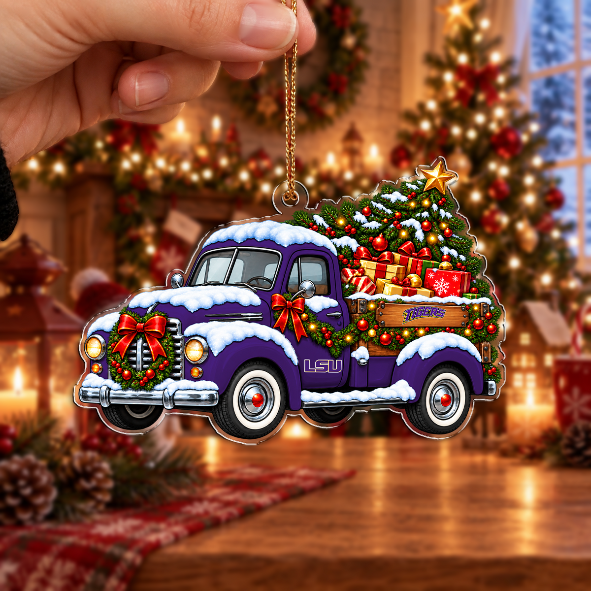 [HOT DEAL] NEW CUSTOMIZED NCAA CWS07 LST LSU TIGERS CHRISTMAS ACRYLIC ORNAMENT