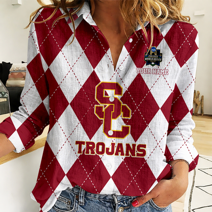 [LIMITED EDITION] NEW CUSTOMIZED | NCAA CWS09 USC USC TROJANS WOMEN CASUAL SHIRT FOR FAN