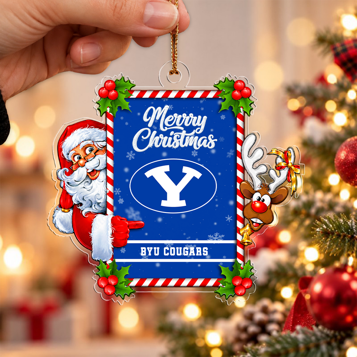 [ACTIVE OFFER] NEW CUSTOMIZED NCAA FBS11 BYU COUGARS CHRISTMAS ACRYLIC ORNAMENT