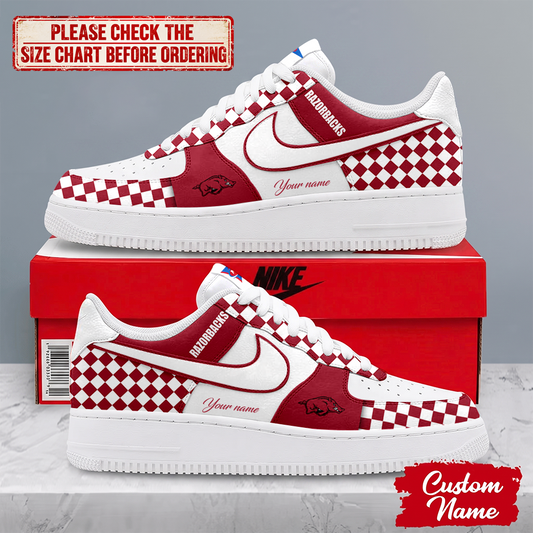 SPECIAL EDITION - NEW CUSTOMIZED NCAA FBS12 AKR ARKANSAS RAZORBACKS AF1 SHOES