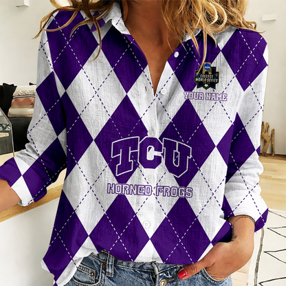 [LIMITED EDITION] NEW CUSTOMIZED | NCAA CWS14 THF TC HORNED FROGS WOMEN CASUAL SHIRT FOR FAN