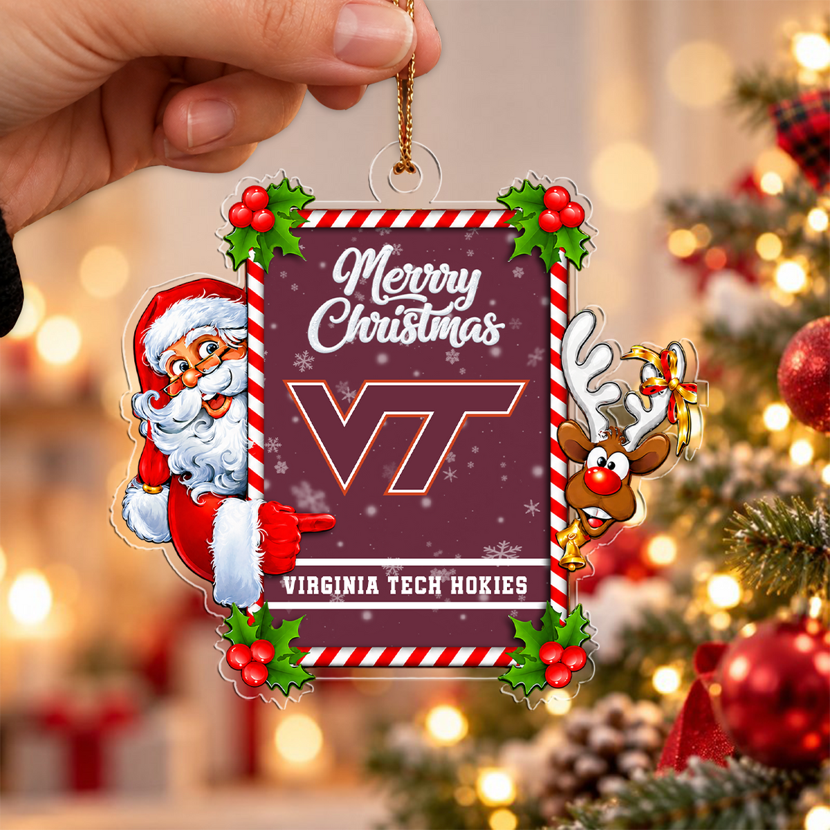 [ACTIVE OFFER] NEW CUSTOMIZED NCAA FBS15 VTH VIRGINIA TECH HOKIES CHRISTMAS ACRYLIC ORNAMENT