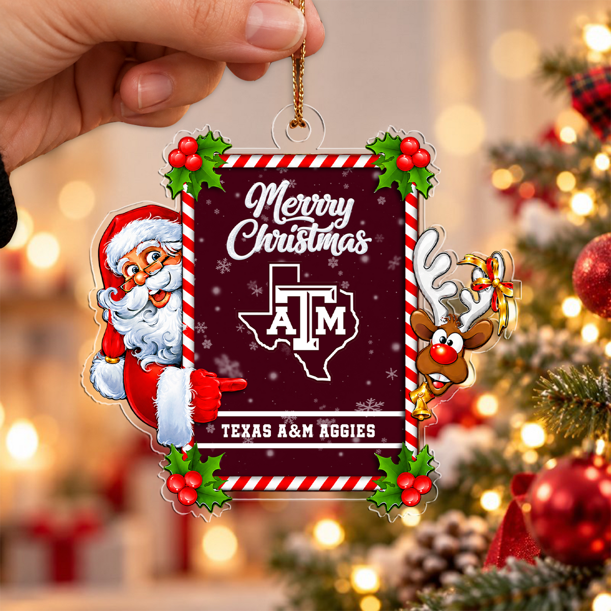 [ACTIVE OFFER] NEW CUSTOMIZED NCAA FBS16 TAA TEXAS A&M AGGIES CHRISTMAS ACRYLIC ORNAMENT