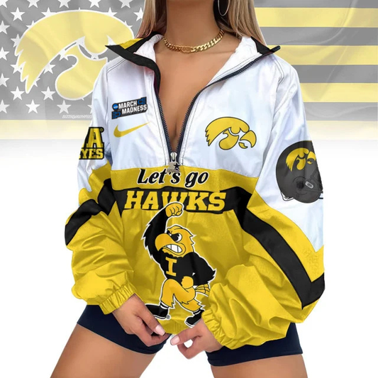 LIMITED EDITION - NEW CUSTOMIZED MAM NCAA16 IWH IW HAWKEYES V-NECK ZIPPER SWEATSHIRT JACKET