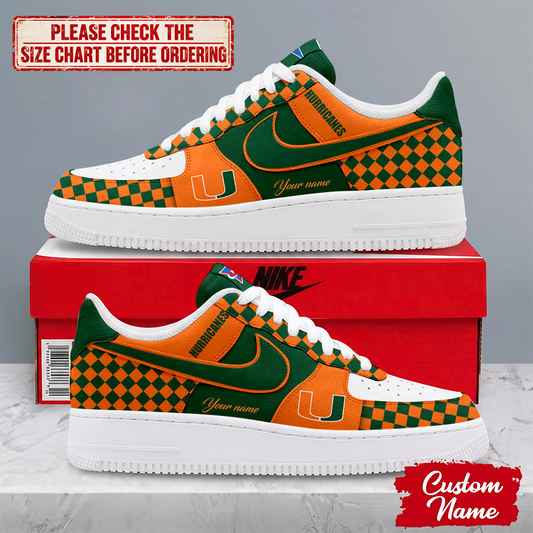SPECIAL EDITION - NEW CUSTOMIZED NCAA FBS17 MIH MIAMI HURRICANES AF1 SHOES