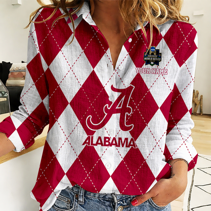 [LIMITED EDITION] NEW CUSTOMIZED | NCAA CWS21 ABC AB CRIMSON TIDE WOMEN CASUAL SHIRT FOR FAN