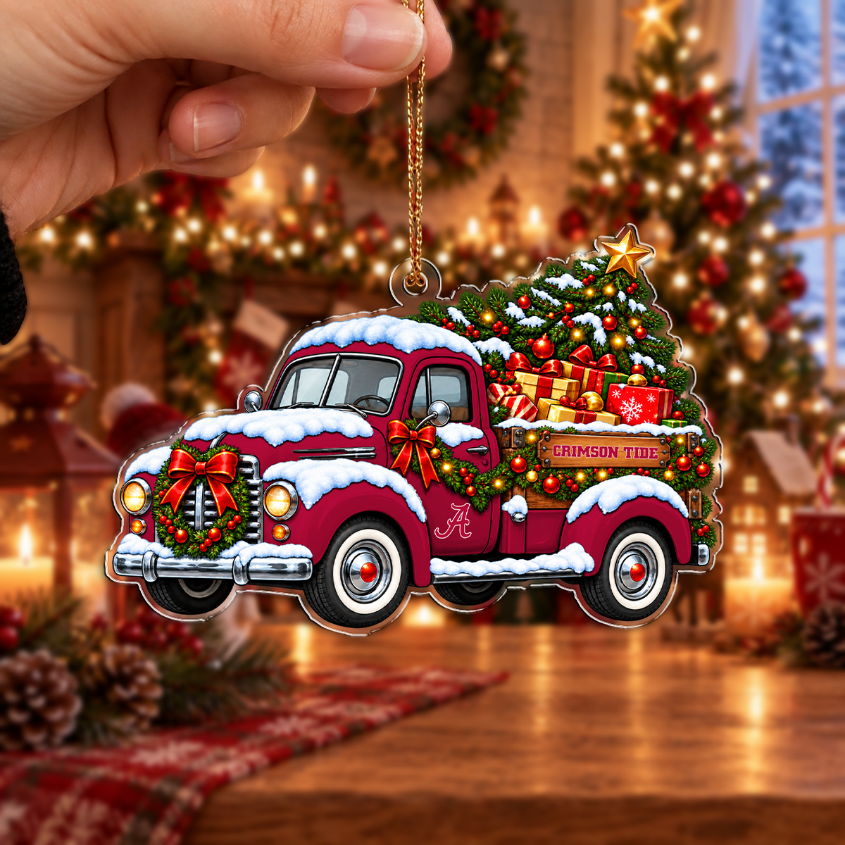 [HOT DEAL] NEW CUSTOMIZED NCAA CWS21 ABC ALABAMA CRIMSON TIDE CHRISTMAS ACRYLIC ORNAMENT