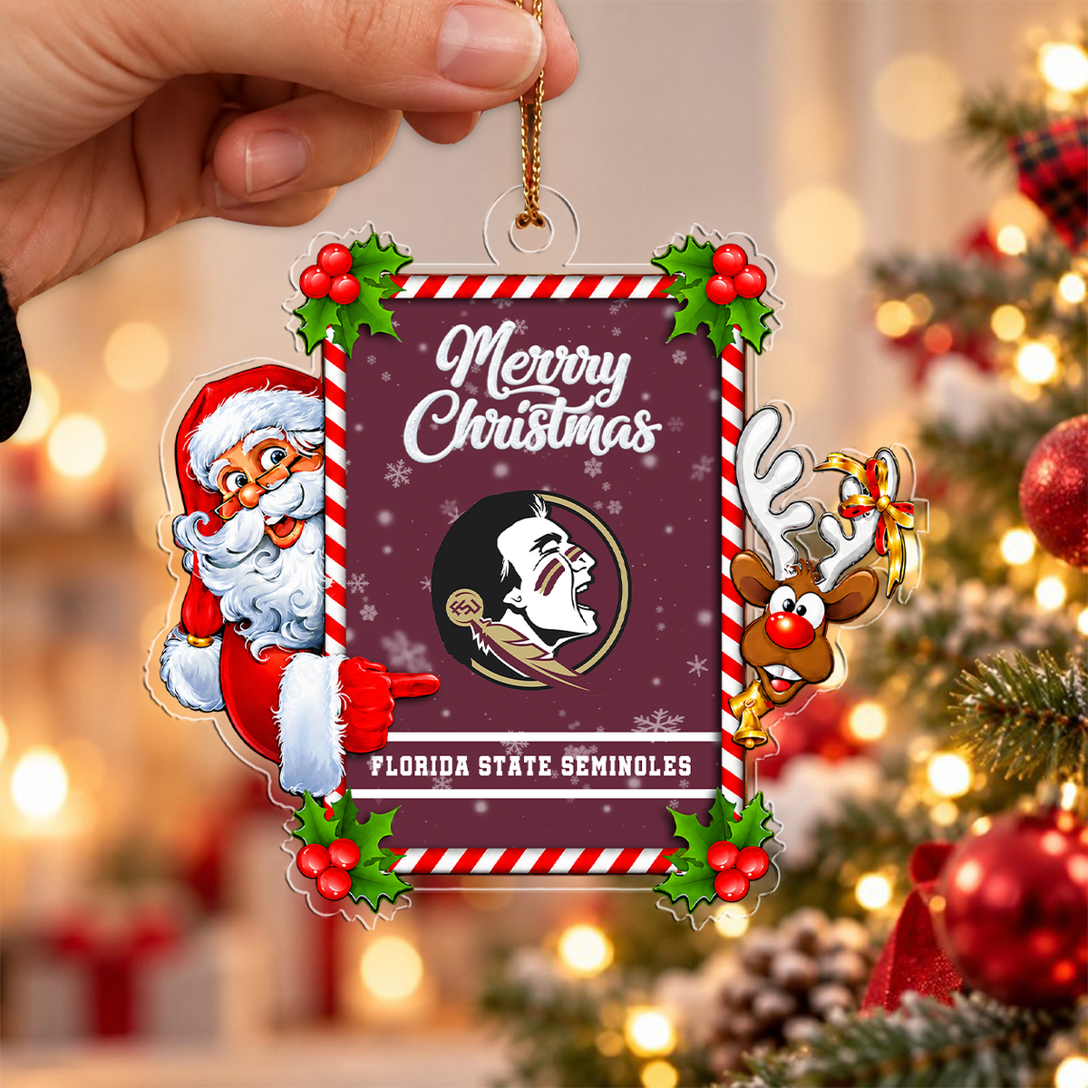 [ACTIVE OFFER] NEW CUSTOMIZED NCAA FBS21 FLS FLORIDA STATE SEMINOLES CHRISTMAS ACRYLIC ORNAMENT