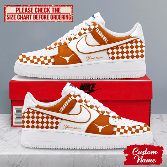 SPECIAL EDITION - NEW CUSTOMIZED NCAA FBS22 TXL TEXAS LONGHORNS AF1 SHOES