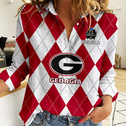 [LIMITED EDITION] NEW CUSTOMIZED | NCAA CWS23 GEB GE BULLGOGS WOMEN CASUAL SHIRT FOR FAN