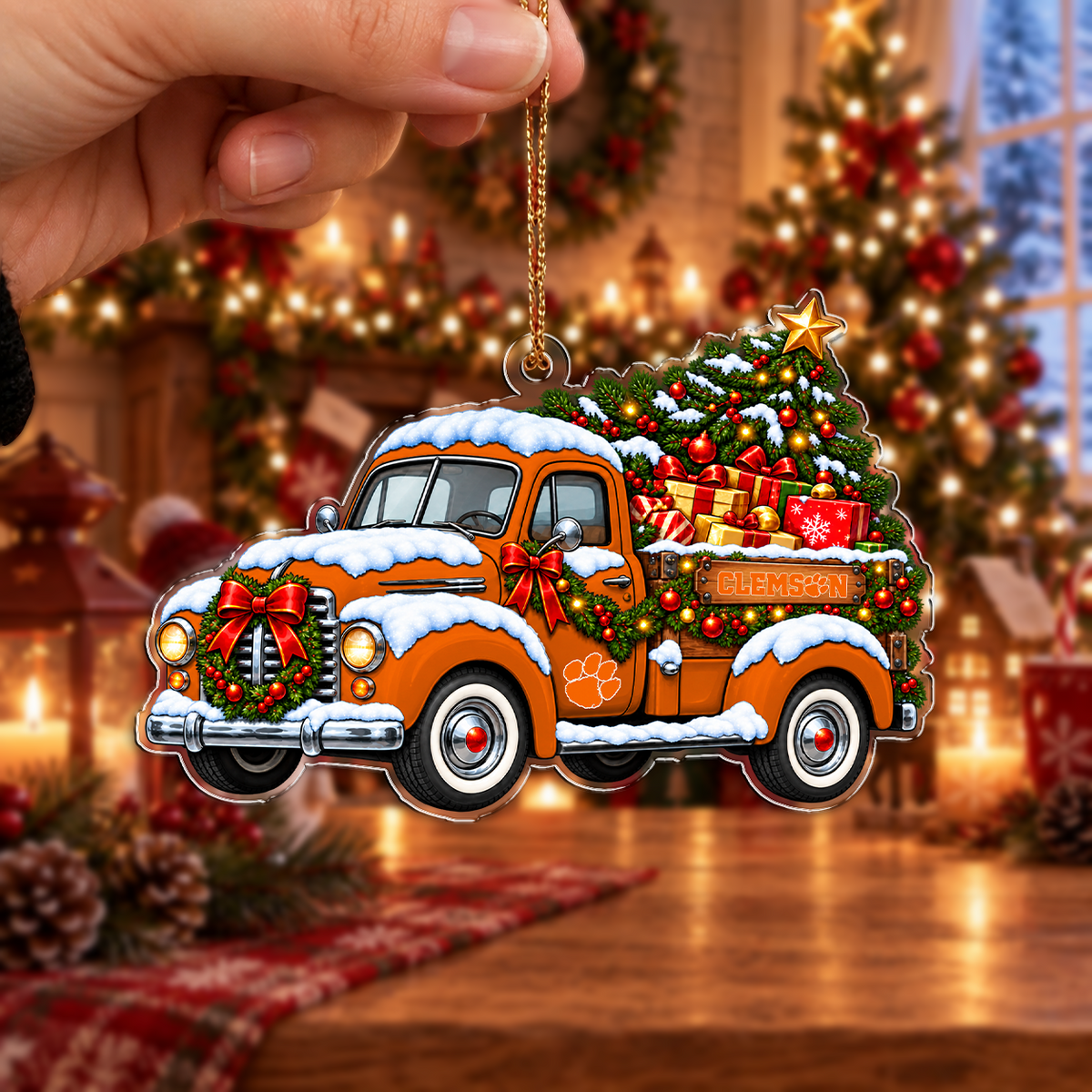 [HOT DEAL] NEW CUSTOMIZED NCAA CWS25 CST CLEMSON TIGERS CHRISTMAS ACRYLIC ORNAMENT