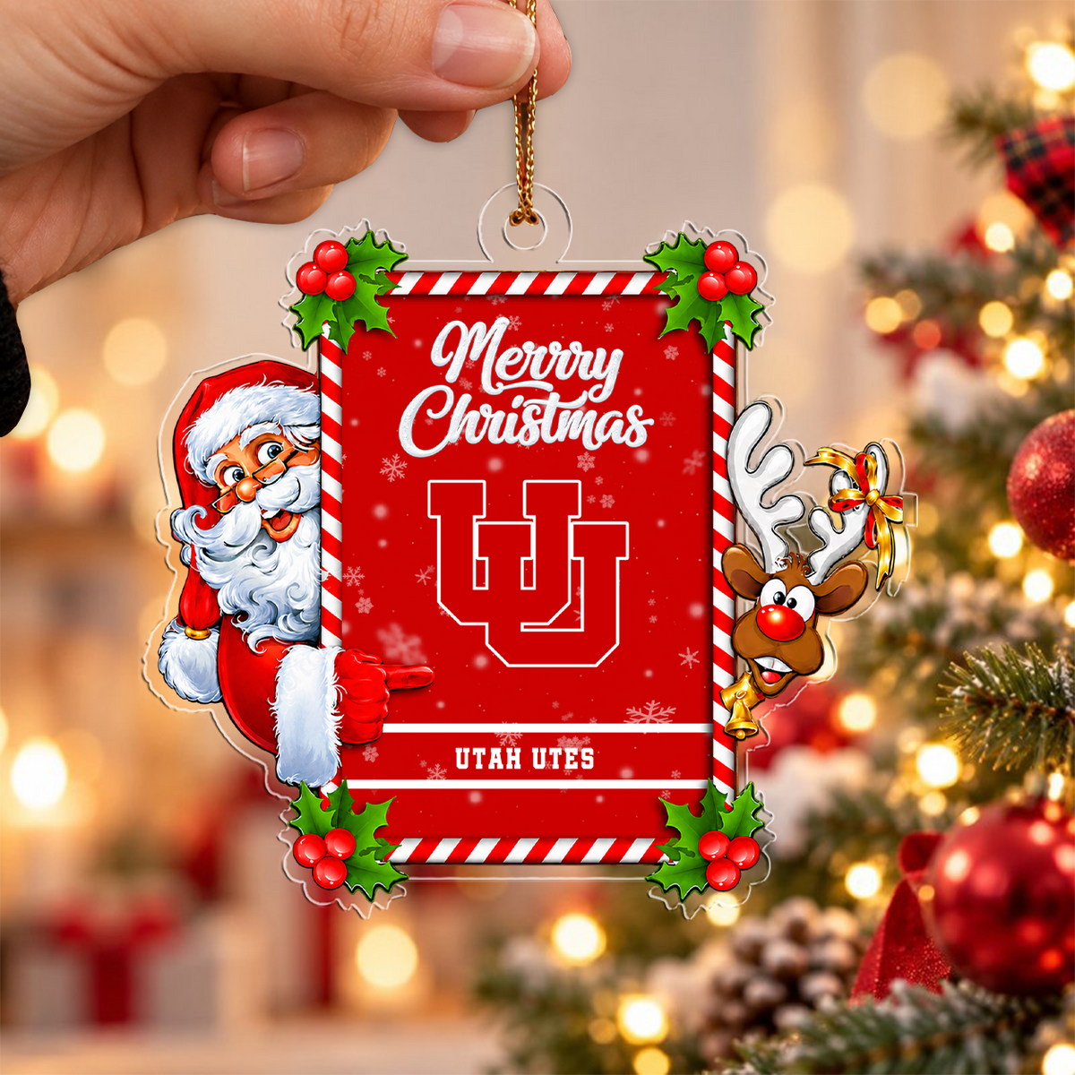 [ACTIVE OFFER] NEW CUSTOMIZED NCAA FBS25 UTU UTAH UTES CHRISTMAS ACRYLIC ORNAMENT