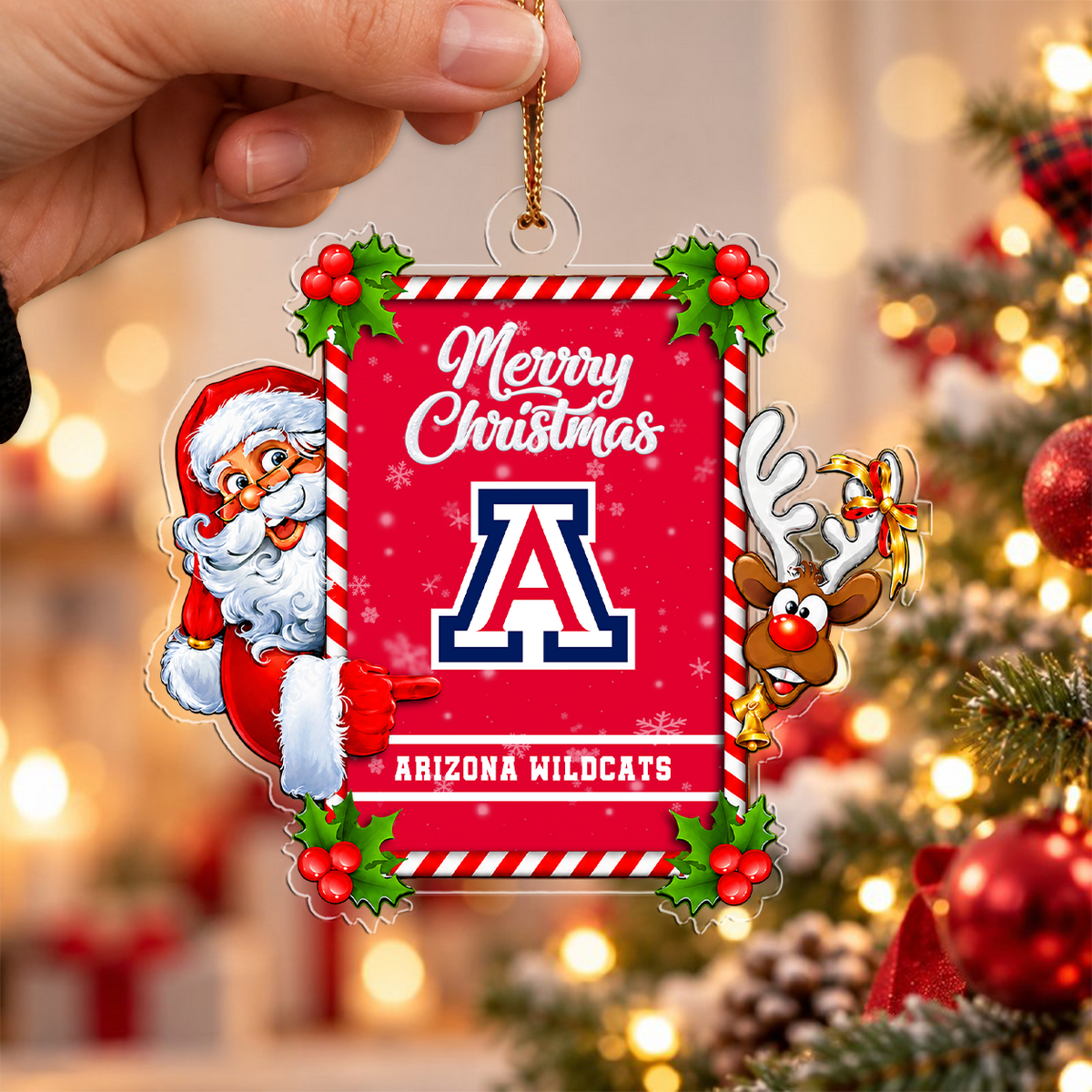[ACTIVE OFFER] NEW CUSTOMIZED NCAA FBS27 ARW ARIZONA WILDCATS CHRISTMAS ACRYLIC ORNAMENT