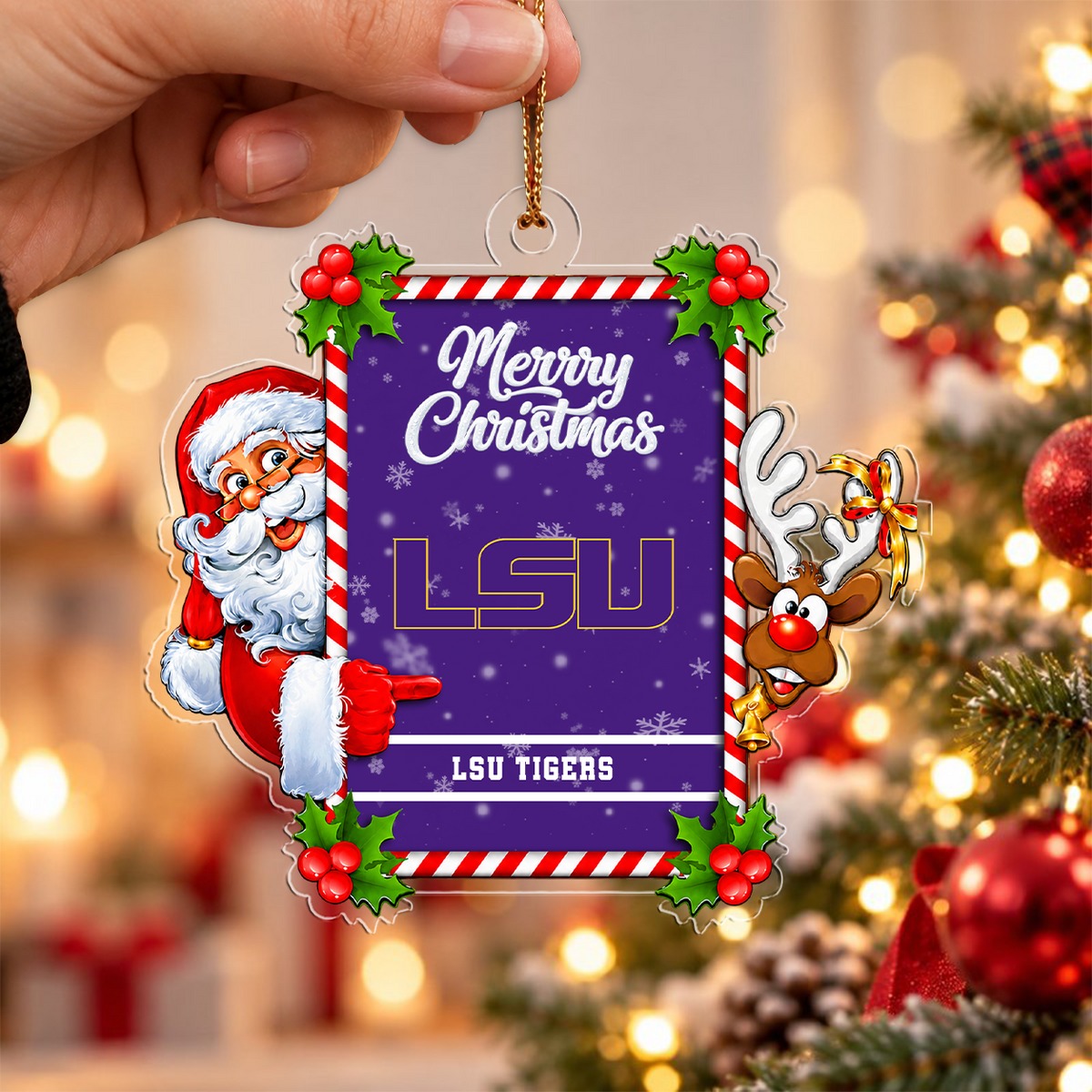 [ACTIVE OFFER] NEW CUSTOMIZED NCAA FBS29 LST LSU TIGERS CHRISTMAS ACRYLIC ORNAMENT