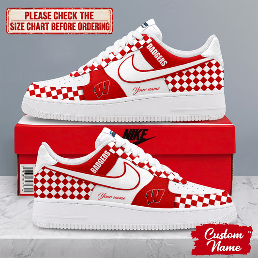SPECIAL EDITION - NEW CUSTOMIZED NCAA MAM29 WSB WISCONSIN BADGERS AF1 SHOES